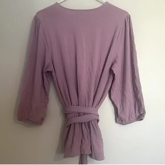 NWT Lauren Ralph Lauren Tie-Front Peplum Top – Purple, Women’s Large - Picture 4 of 5